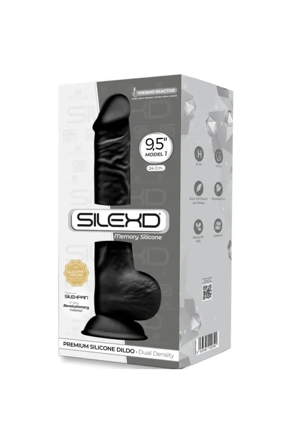 Modell 1 Realistischer Dildo Premium Silexpan Silikon Schwarz 24 cm von Silexd kaufen - Fesselliebe