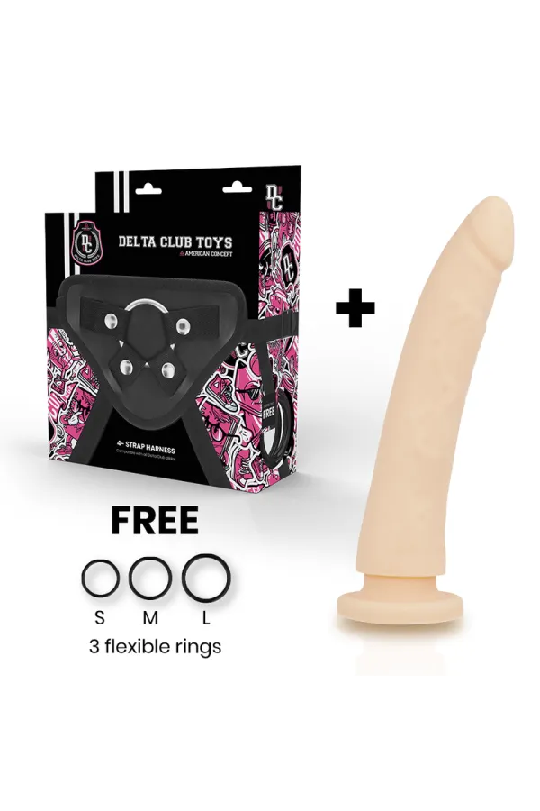 Strap-On Harness + Dildo Hautfarben Silikon 17 X 3cm von Deltaclub kaufen - Fesselliebe