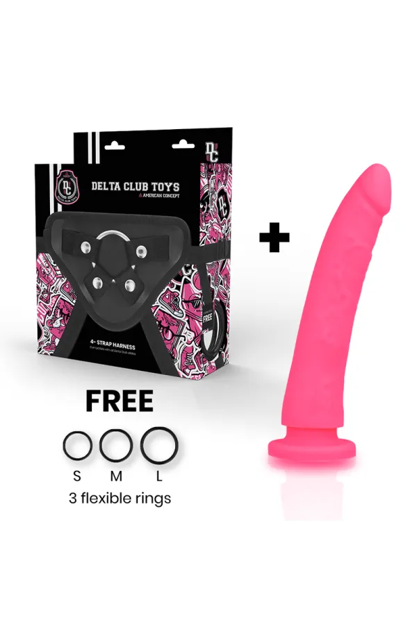 Strap-On Harness + Dildo Rosa Silikon 17 X 3 Cm von Deltaclub kaufen - Fesselliebe