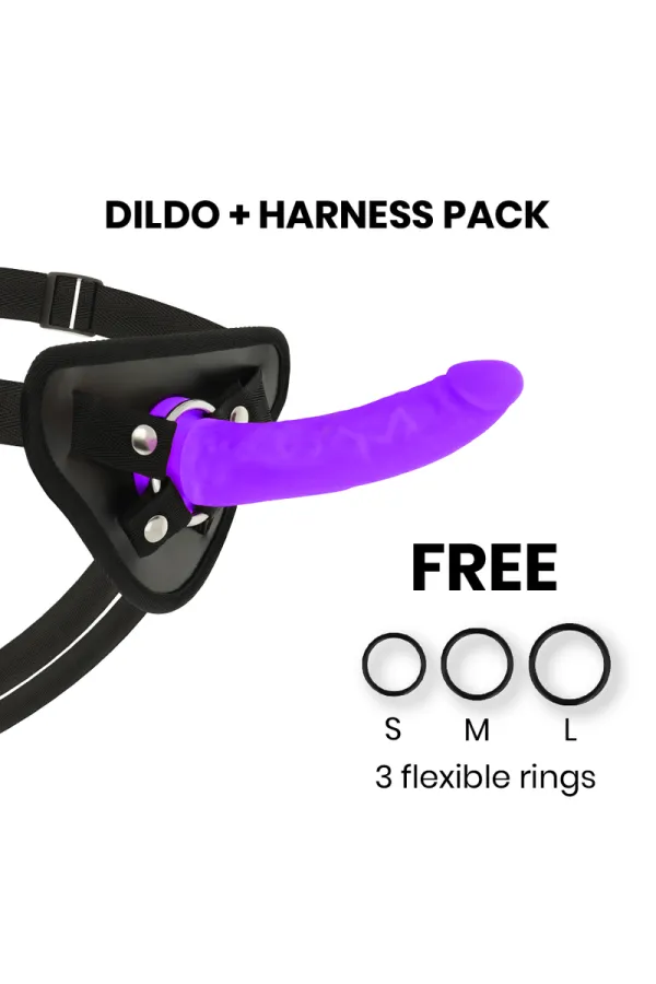 Strap-On Harness + Dildo Lila Silikon 17 X 3cm von Deltaclub kaufen - Fesselliebe