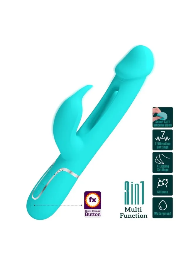 PRETTY LOVE - DEJON RABBIT VIBRATOR 3 IN 1 MULTIFUNKTIONS-AQUAGRÜN kaufen - Fesselliebe