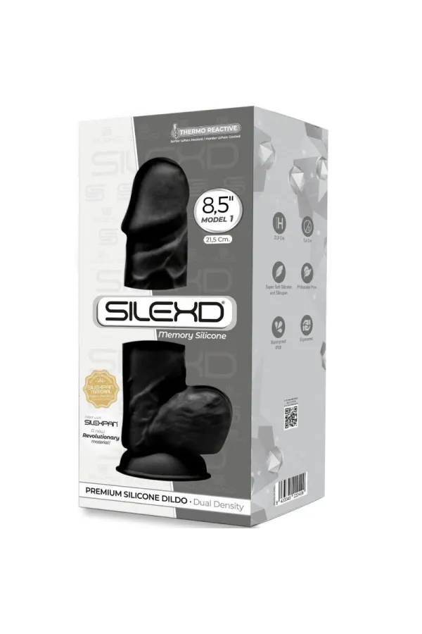 Modell 1 Realistischer Dildo Premium Silexpan Silikon Schwarz 21,5 cm von Silexd kaufen - Fesselliebe