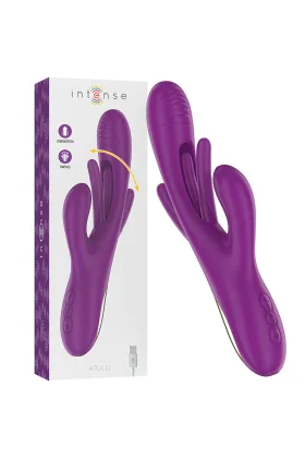 Apolo Wiederaufladbarer Multifunktionsvibrator 7 Vibrationen mit Lila Schwingender Zunge von Intense Fun