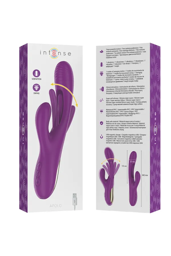 Apolo Wiederaufladbarer Multifunktionsvibrator 7 Vibrationen mit Lila Schwingender Zunge von Intense kaufen - Fesselliebe