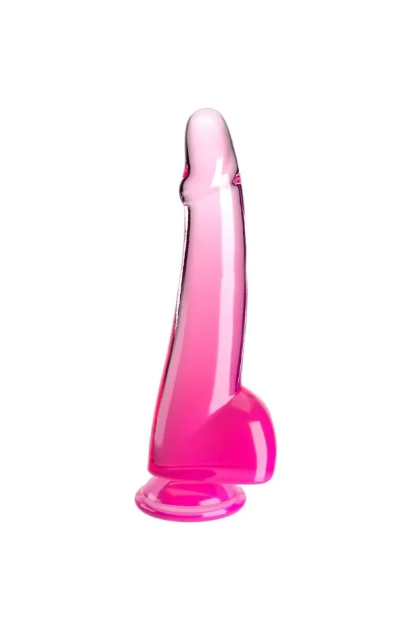 Clear Dildo mit Hoden 19 cm Rosa von King Cock