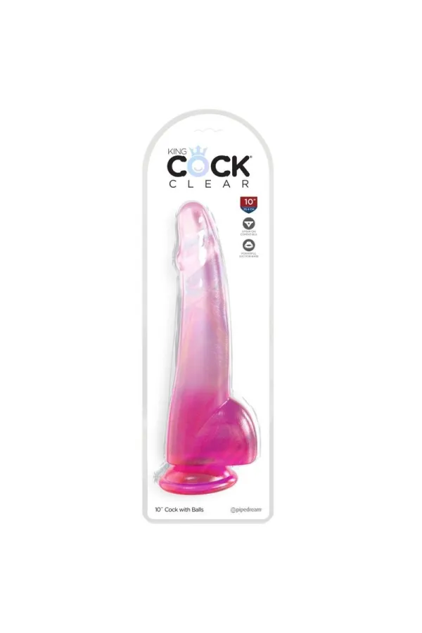 Clear Dildo mit Hoden 19 cm Rosa von King Cock