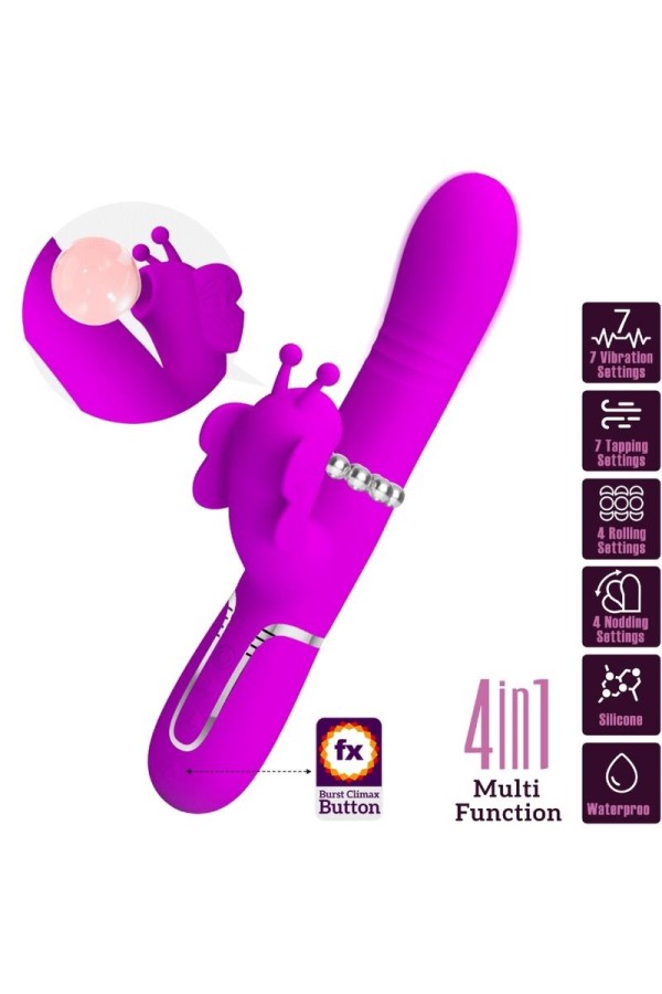 Multifunktions-Kaninchenvibrator 4 in 1 Schmetterling Fuchsia von Pretty Love Flirtation kaufen | Fesselliebe