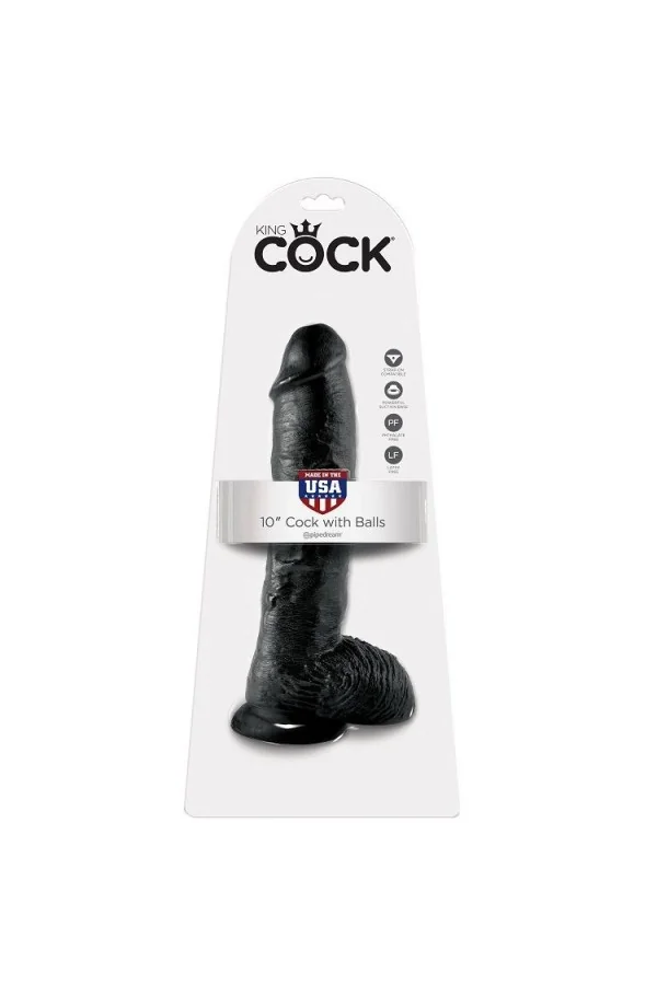 King Cock 10" Cock Schwarz mit Eier 25,4 Cm von King Cock kaufen - Fesselliebe