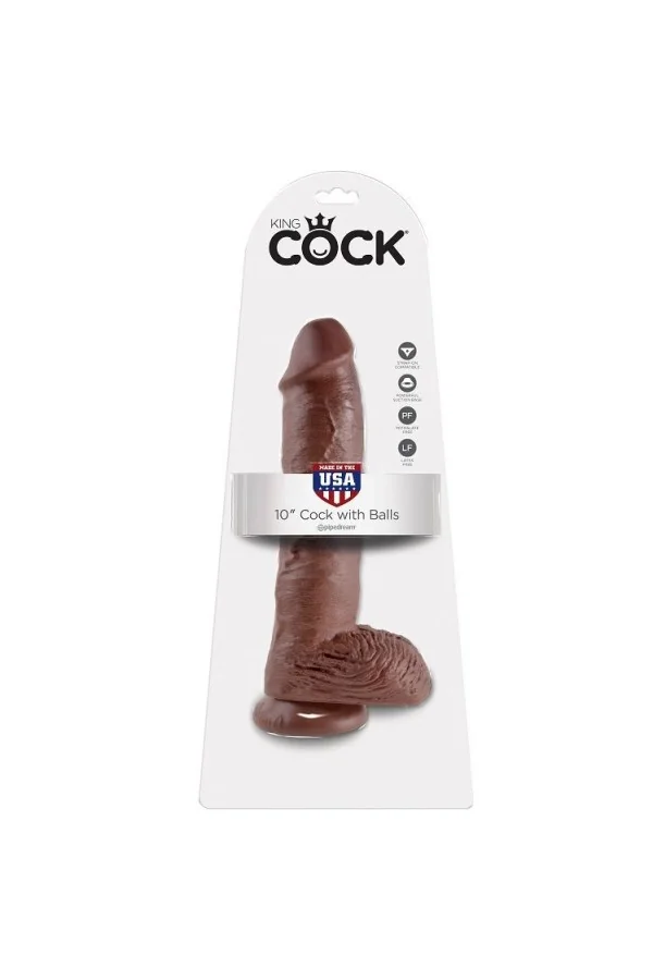 King Cock 10" Cock Braun mit Eier 25,4 Cm von King Cock kaufen - Fesselliebe