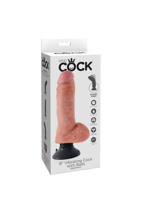 King Cock 20,3 Cm Vibrierender Cock mit Balls Flesh von King Cock kaufen - Fesselliebe