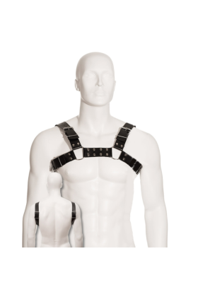 Schwarzes Bulldog-Geschirr von Leather Body kaufen | Fesselliebe