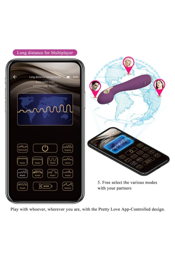 PRETTY LOVE - HECTOR ELECTROSHOCK VIBRATOR PER APP-STEUERUNG LILA kaufen - Fesselliebe