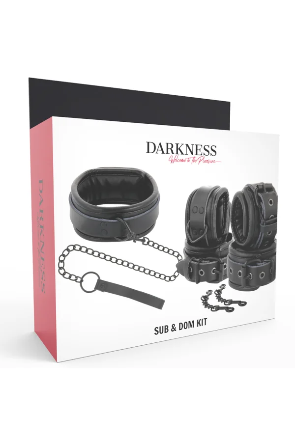 Kunstleder und Handschellen Schwarz von Darkness Bondage kaufen - Fesselliebe