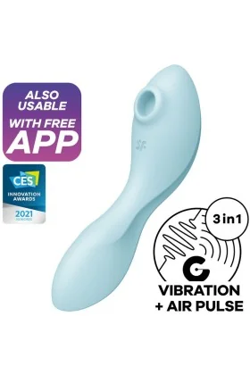 Curvy Trinity 5 Air Pulse Stimulator & Vibrator App Blau von Satisfyer Connect