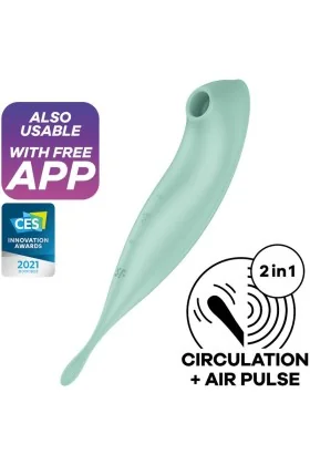 Twirling Pro+ Air Pulse Stimulator & Vibrator App Grün von Satisfyer Connect