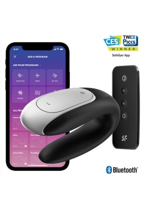 Double Fun Partner Vibrator Schwarz von Satisfyer Connect kaufen | Fesselliebe
