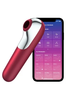 Dual Love Vibrator und Sauger mit Pulsierter Luft Rot von Satisfyer Connect