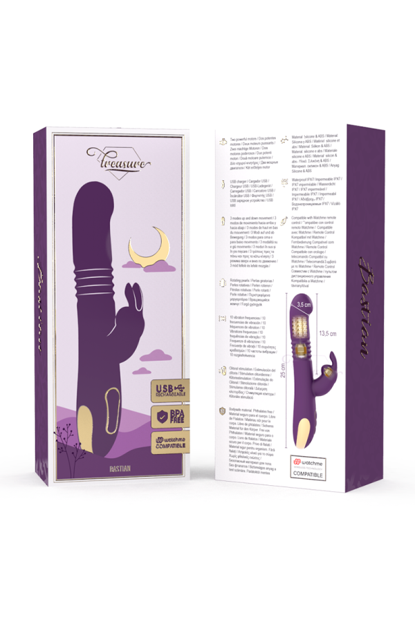 Bastian Rabbit Up & Down, Rotator & Vibrator Kompatibel mit Watchme Wireless Technology von Treasure kaufen | Fesselliebe