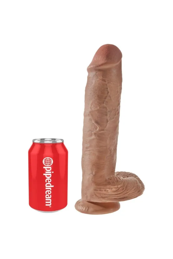 Realistischer Dildo mit Hoden 22,6 cm Karamell von King Cock kaufen - Fesselliebe