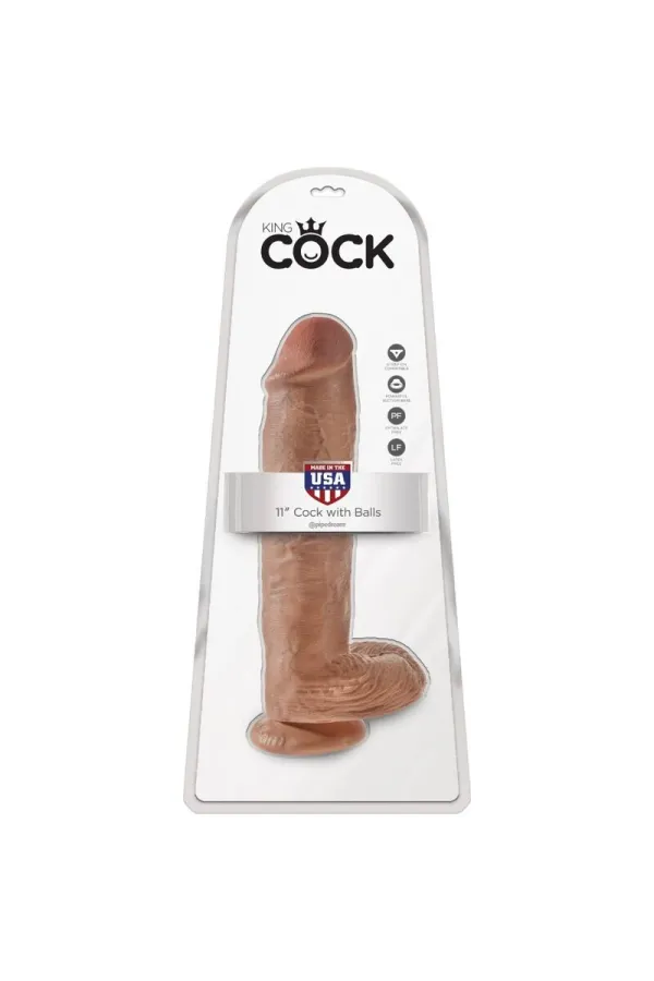 Realistischer Dildo mit Hoden 22,6 cm Karamell von King Cock kaufen - Fesselliebe