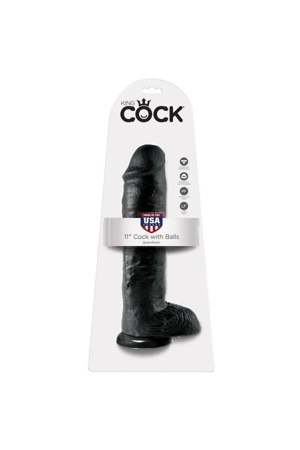 King Cock 11" Cock Schwarz mit Eier 28 Cm von King Cock kaufen - Fesselliebe