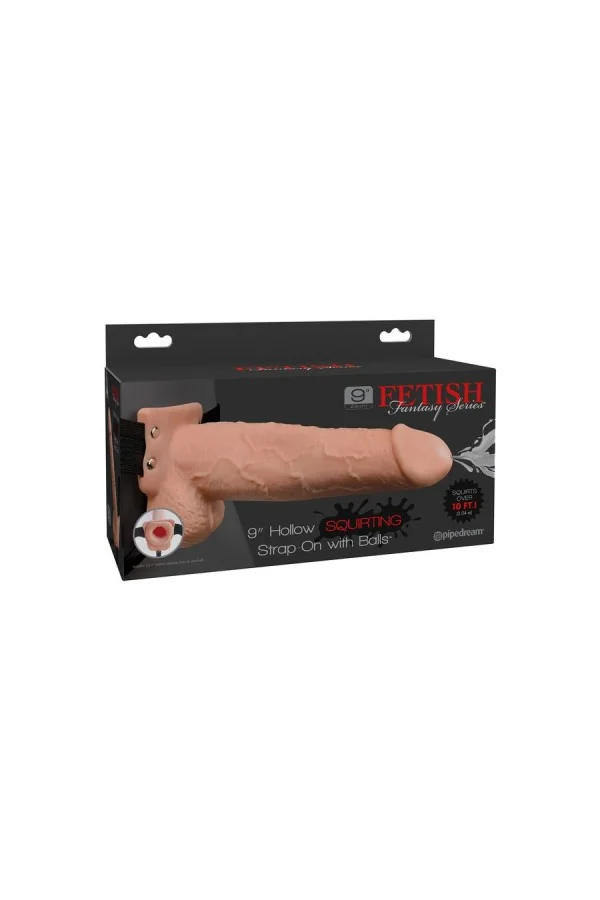 9" Hollow Squirting Strap On mit Hoden von Fetish Fantasy Series kaufen - Fesselliebe