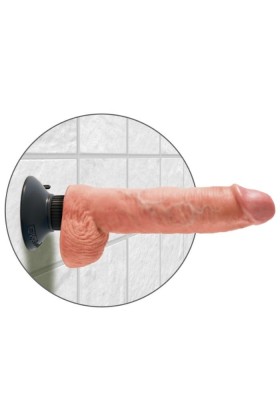 Vibrierender Dildo mit Hoden 25.5 cm Natürliche Farbe von King Cock kaufen | Fesselliebe
