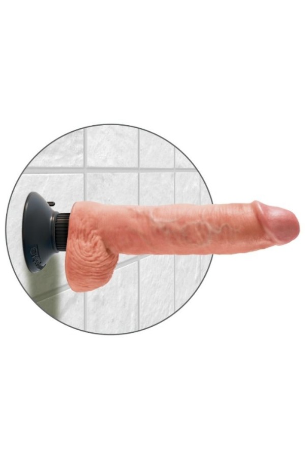 Vibrierender Dildo mit Hoden 25.5 cm Natürliche Farbe von King Cock kaufen | Fesselliebe