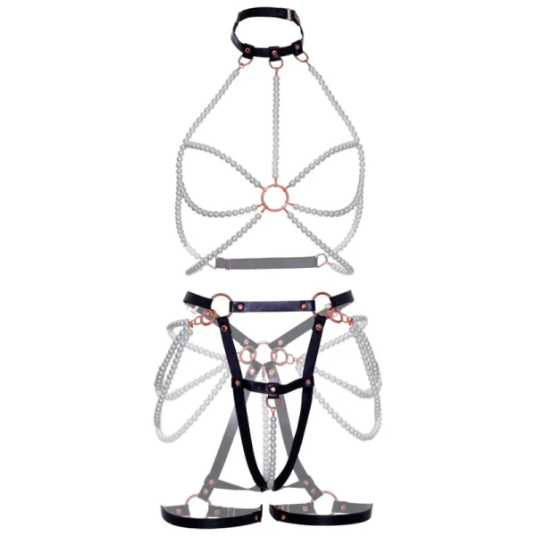 Harness Bra & Pearl Garter S von Leg Avenue Kink kaufen | Fesselliebe