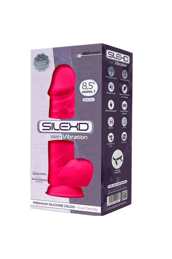 Modell 1 Realistischer Penisvibrator Silikon Premium Silexpan Fuchsia 21,5 cm von Silexd kaufen - Fesselliebe