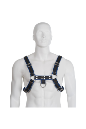 Blau-Schwarz Ledergeschirr Brust Bulldog von Leather Body kaufen | Fesselliebe