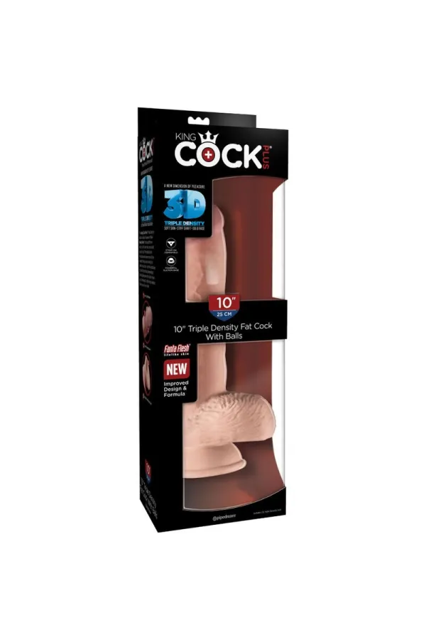 Realistischer Dildo mit Hoden 19,4 cm hautfarben von King Cock kaufen - Fesselliebe