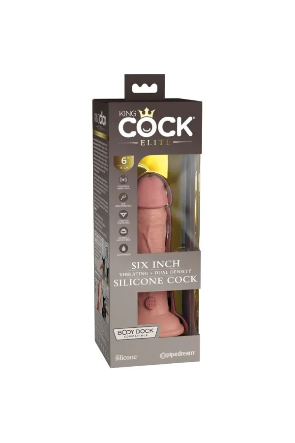 Realistischer Silikon Dildo mit Vibration Elite 17,8 cm hautfarben von King Cock kaufen - Fesselliebe