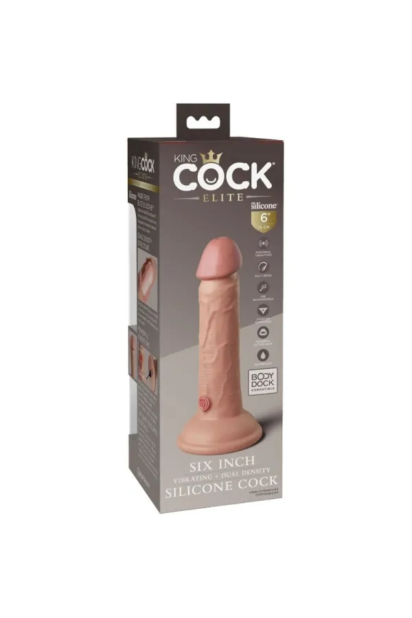 Realistischer Silikon Dildo mit Vibration Elite 17,8 cm hautfarben von King Cock kaufen - Fesselliebe