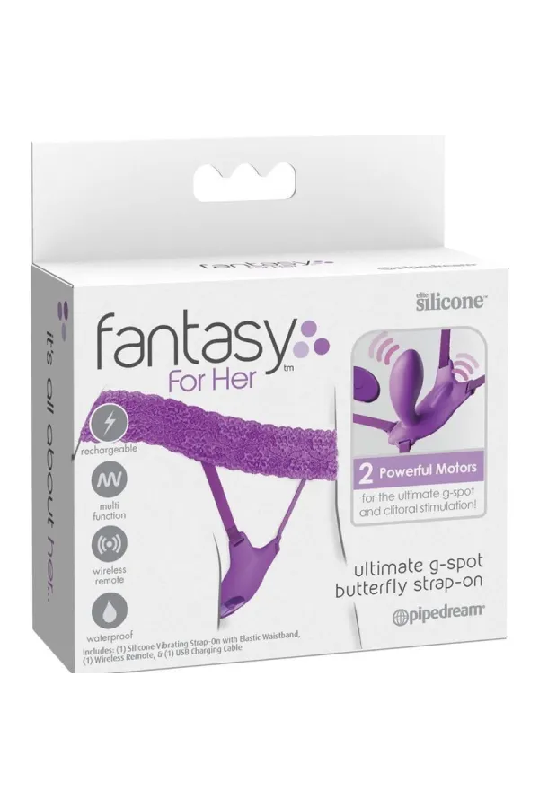 Fantasy For Her - Butterfly Harness G-Spot mit Vibrator, Wiederaufladbar und Fernbedienung Violett kaufen - Fesselliebe