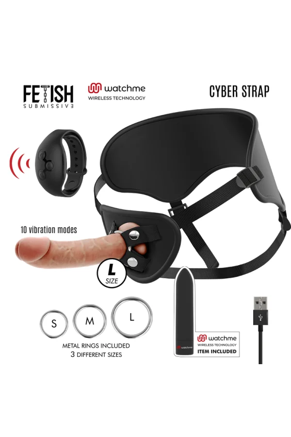 Cyber Strap Remote Harness und Vibrierender Bullet Watcme Technology L von Fetish Submissive Cyber Strap kaufen - Fesselliebe