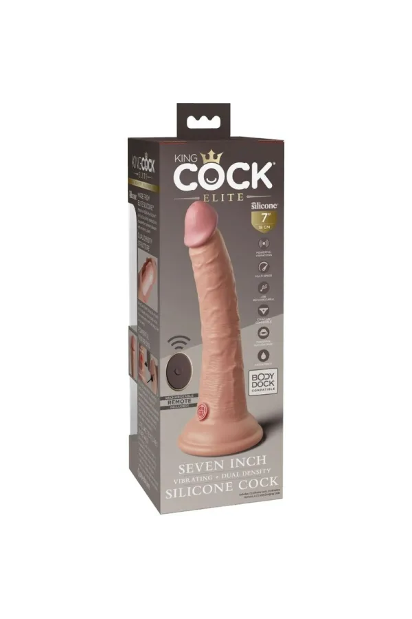 King Cock Elite - Realistischer Dildo-Vibrator & Silikon-Fernbedienung 17,8 Cm kaufen - Fesselliebe