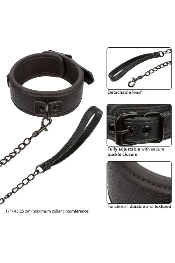 CALEXOTICS - NOCTURNAL HALSBAND & LEINE LEDER VERSTELLBAR SCHWARZ