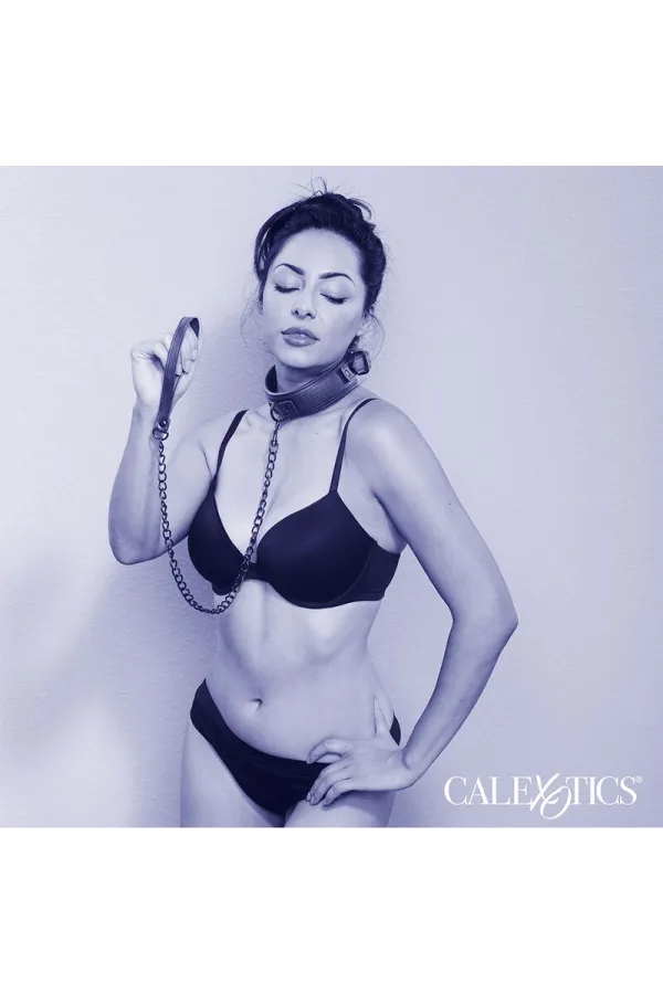 CALEXOTICS - NOCTURNAL HALSBAND & LEINE LEDER VERSTELLBAR SCHWARZ