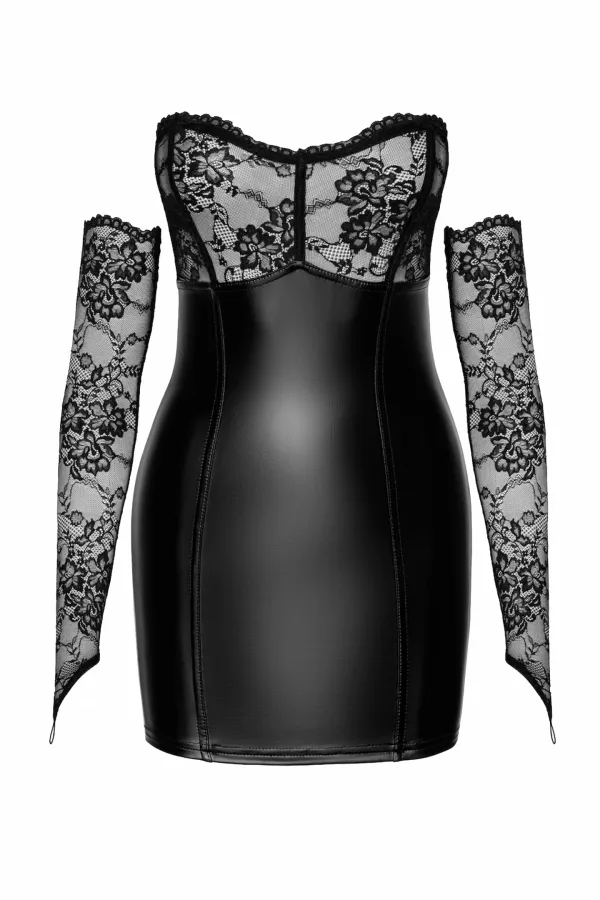 Wetlook Minikleid mit Spitze F340 von Noir Handmade