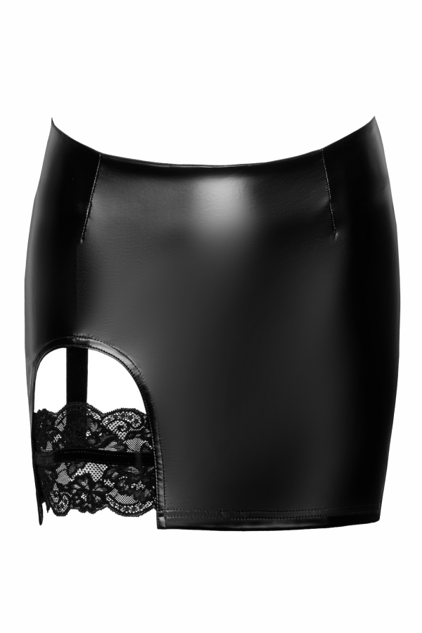 Wetlook Minirock mit Strumpfband F345 von Noir Handmade kaufen | Fesselliebe