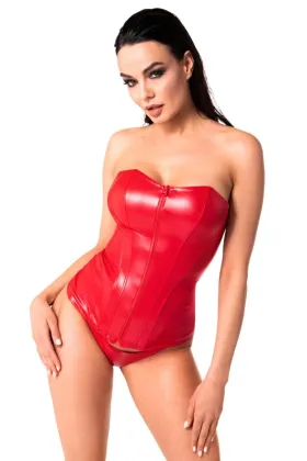 Wetlook Corsagen-Top rot F355 von Noir Hanndmade Orgia Collection