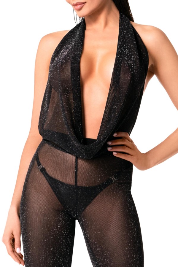Bodystocking mit Wasserfallausschnitt F350 von Noir Handmade kaufen | Fesselliebe