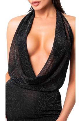Tüll-Minikleid mit Wasserfallausschnitt F351 von Noir Handmade kaufen | Fesselliebe