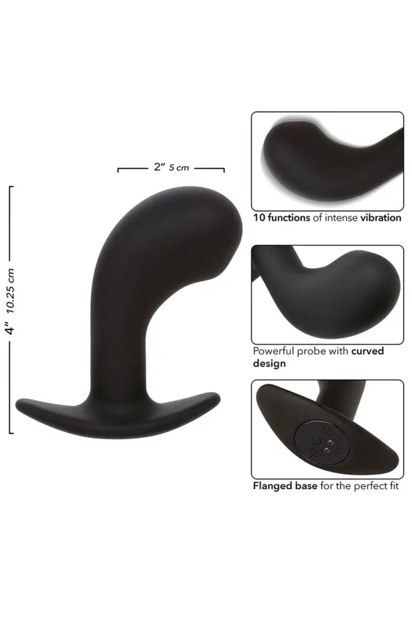 CALEXOTICS - ROCK BOTTOM CURVED ANAL PLUG 10 VIBRATIONEN SILIKON SCHWARZ