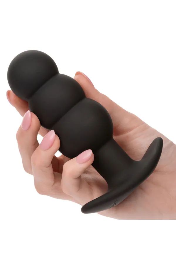 CALEXOTICS - ROCK BOTTOM ANAL PLUG MIT PERLEN 10 VIBRATIONEN SILIKON SCHWARZ