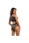 SUBBLIME - 952082 BODYSTOCKING NETZ SET MIT STRASS SCHWARZ ONE SIZE