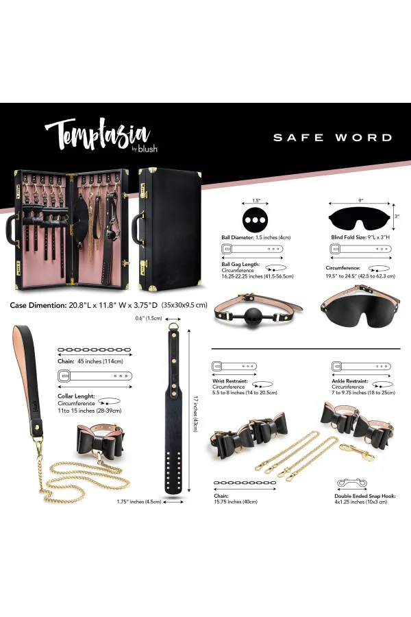 Exklusives Temptasia Safe Word Bondage Kit mit Koffer, Schwarz