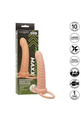 Maxx Ribbed Dual Penetrator 10 Vibrationen Fleisch von Calexotics kaufen | Fesselliebe
