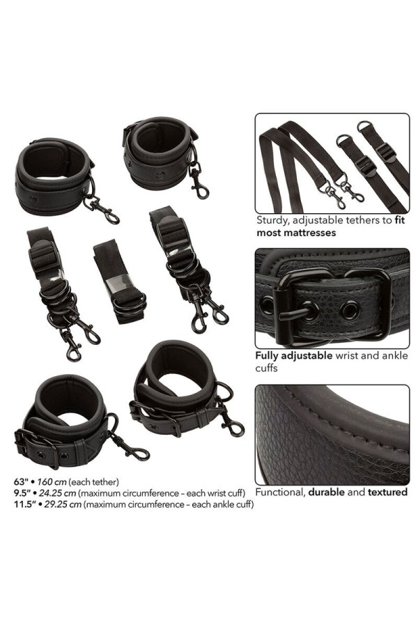 Nocturnal Bettfesseln Leder Verstellbar Schwarz von Calexotics kaufen | Fesselliebe